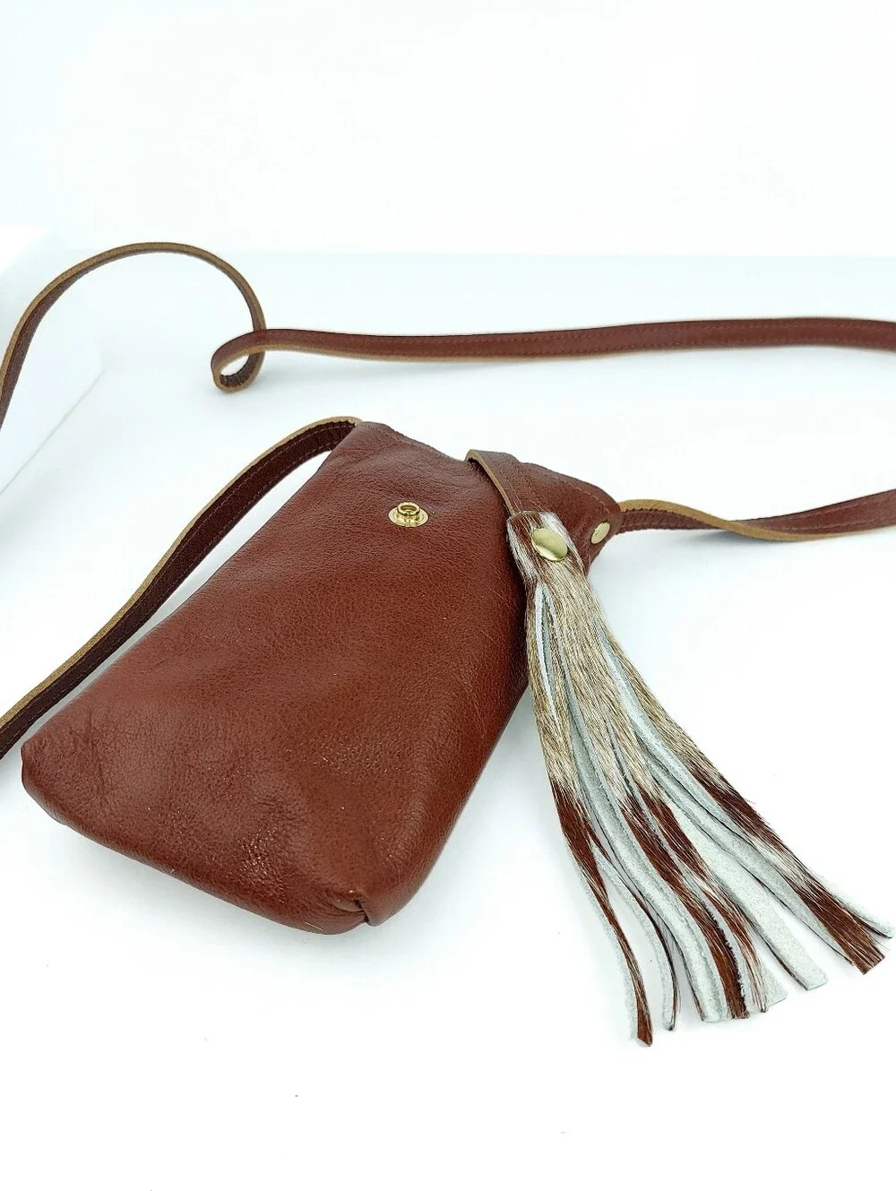 Beaudin Designs Leather Tassel Phone Crossbody Bag
